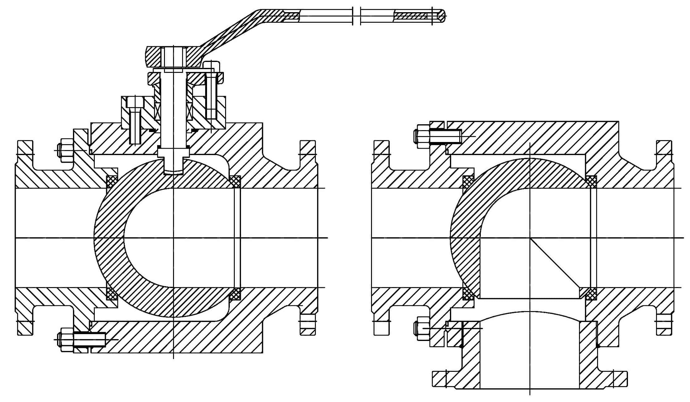 Forged three way ball valve